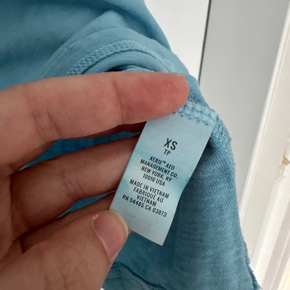 Aerie Oversized Blue Loungewear Boyfriend Distressed Tee Shirt in Size XS - Picture 6 of 8